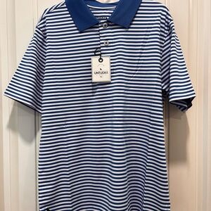 UNTUCKit Boys 10 Blue White Striped Polo Shirt NWT Golf Tennis Nautical 4ty July